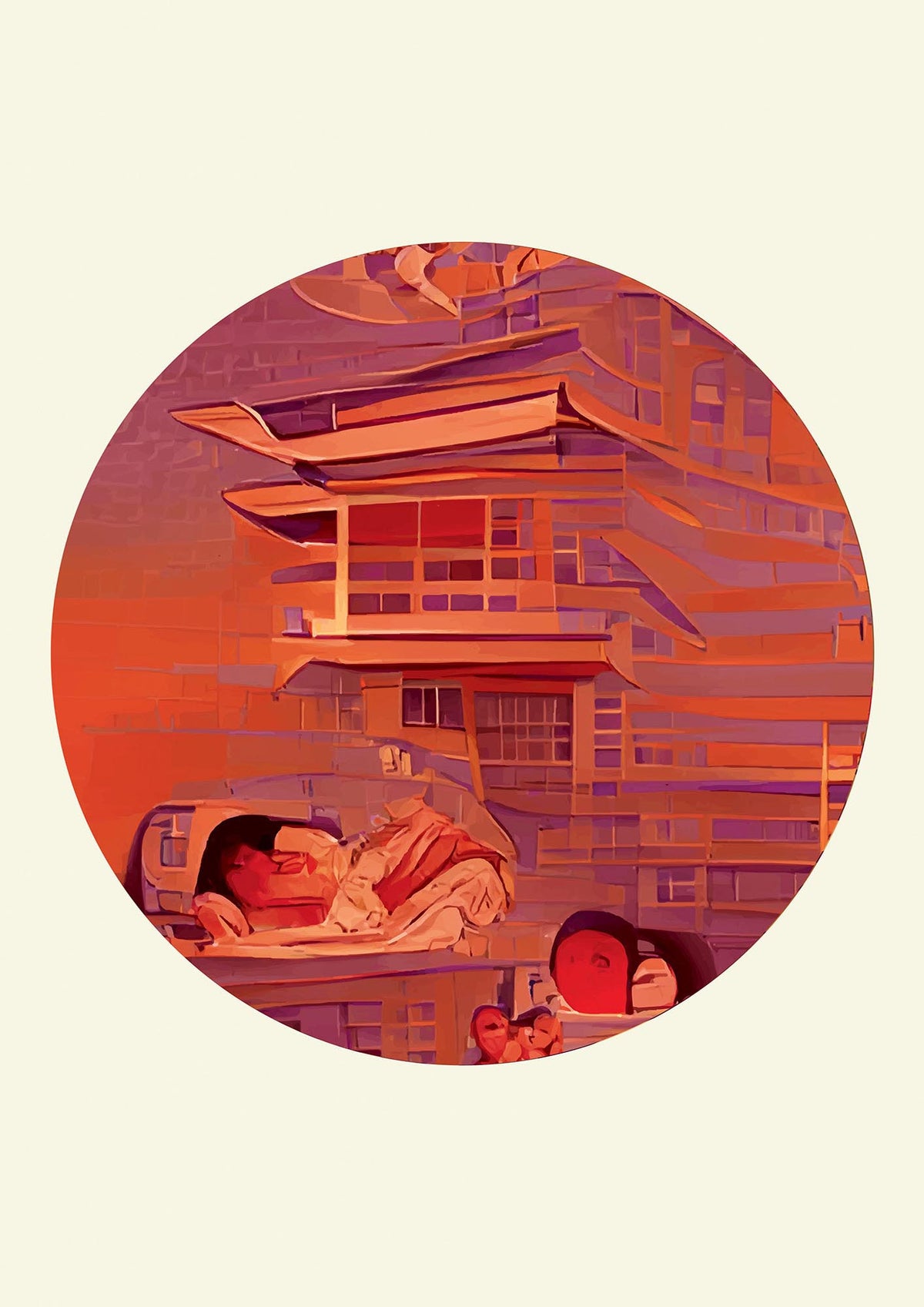 Japanese Watercolour Disc Two Wall Art - detail