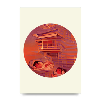 Japanese Watercolour Disc Two Wall Art - unframed print