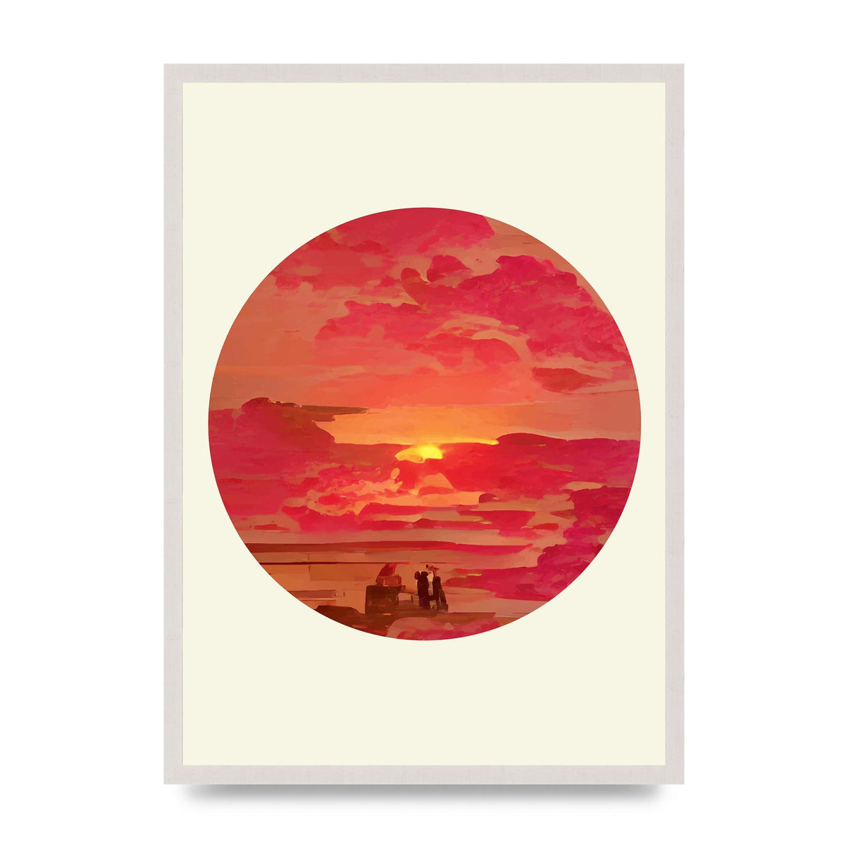 Japanese Watercolour Disc Four Printed Poster - A2 framed