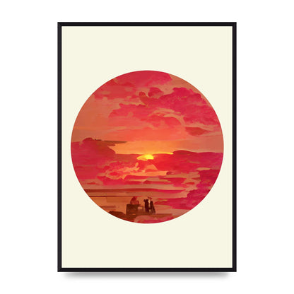 Japanese Watercolour Disc Four Printed Poster - A2 framed