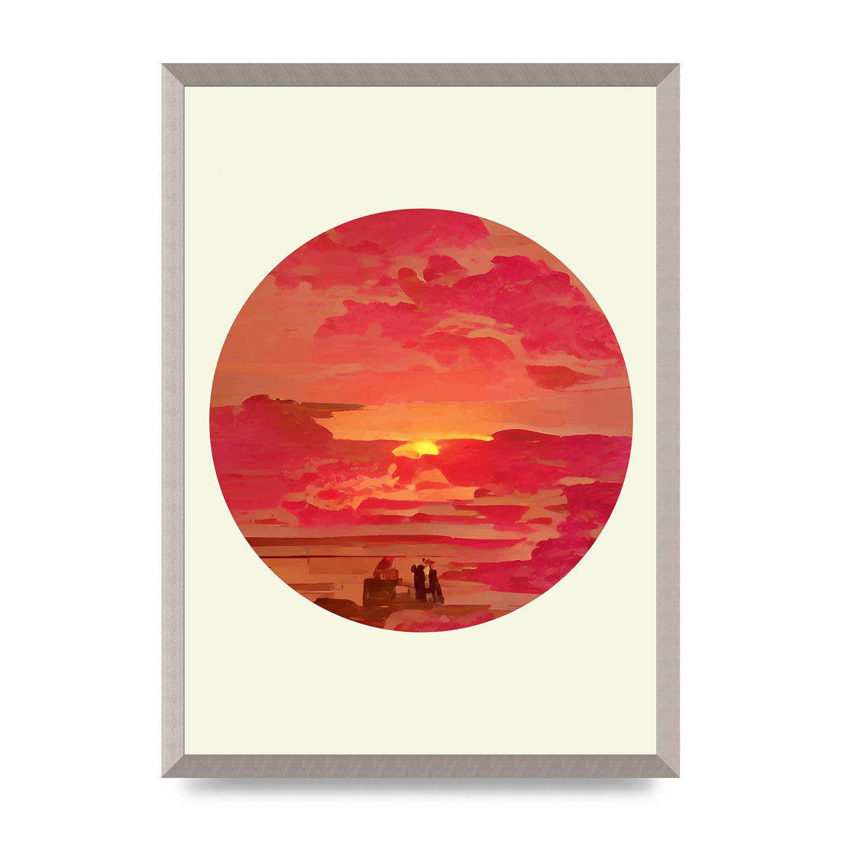 Japanese Watercolour Disc Four Printed Poster - A2 framed