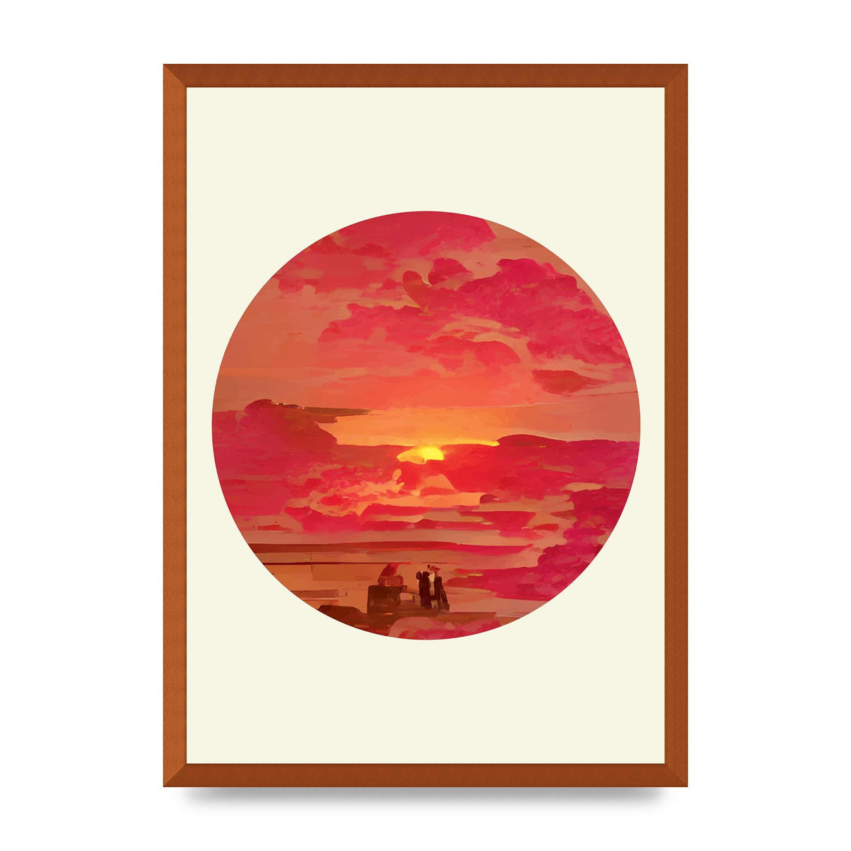 Japanese Watercolour Disc Four Printed Poster - A2 framed