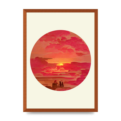 Japanese Watercolour Disc Four Printed Poster - A2 framed