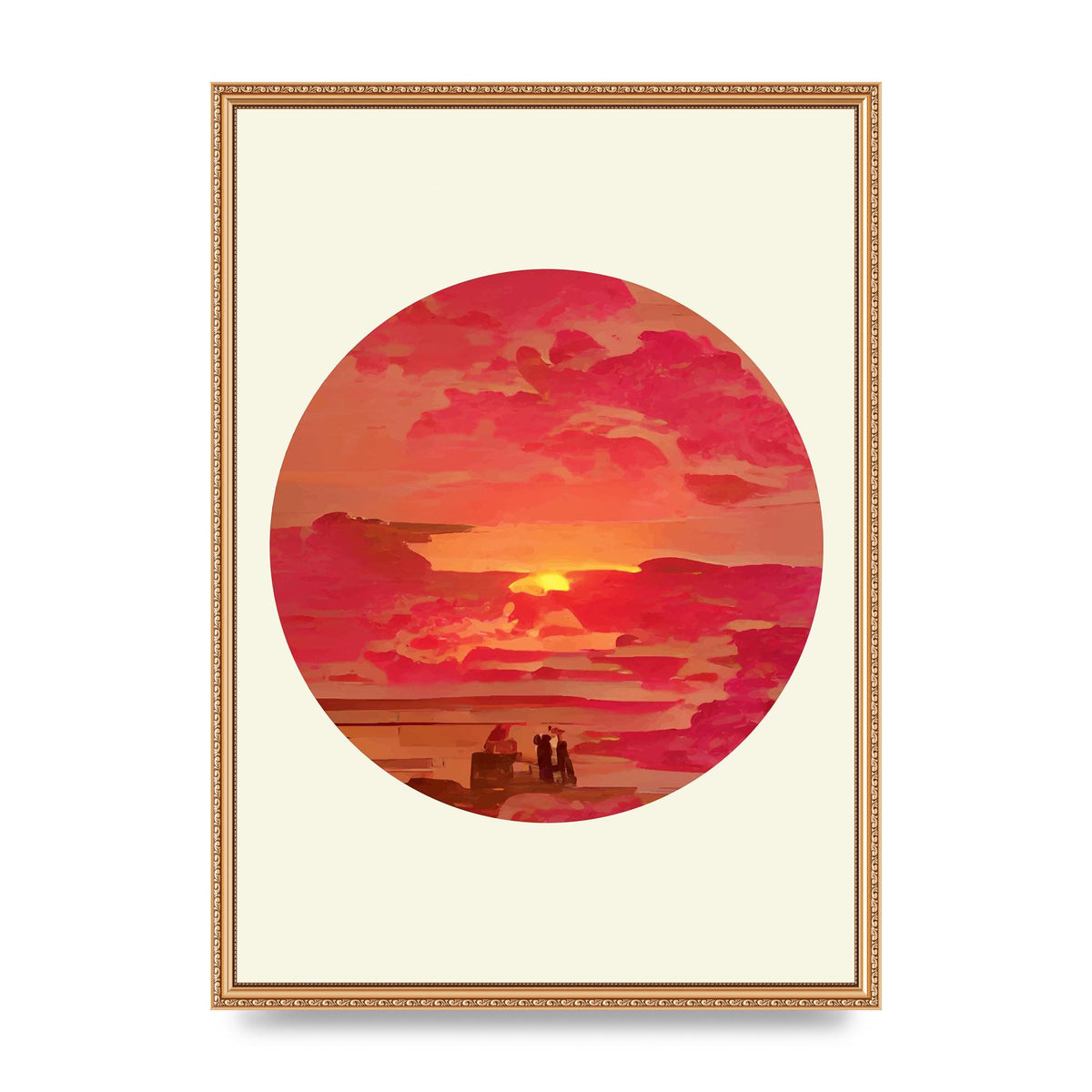 Japanese Watercolour Disc Four Printed Poster - A2 framed