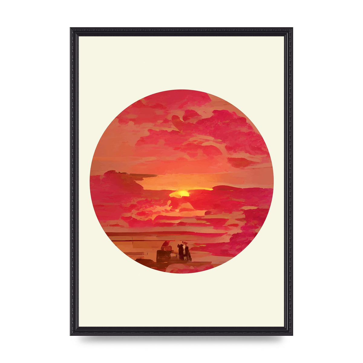 Japanese Watercolour Disc Four Printed Poster - A2 framed