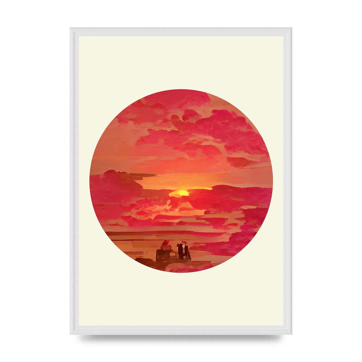 Japanese Watercolour Disc Four Printed Poster - A2 framed