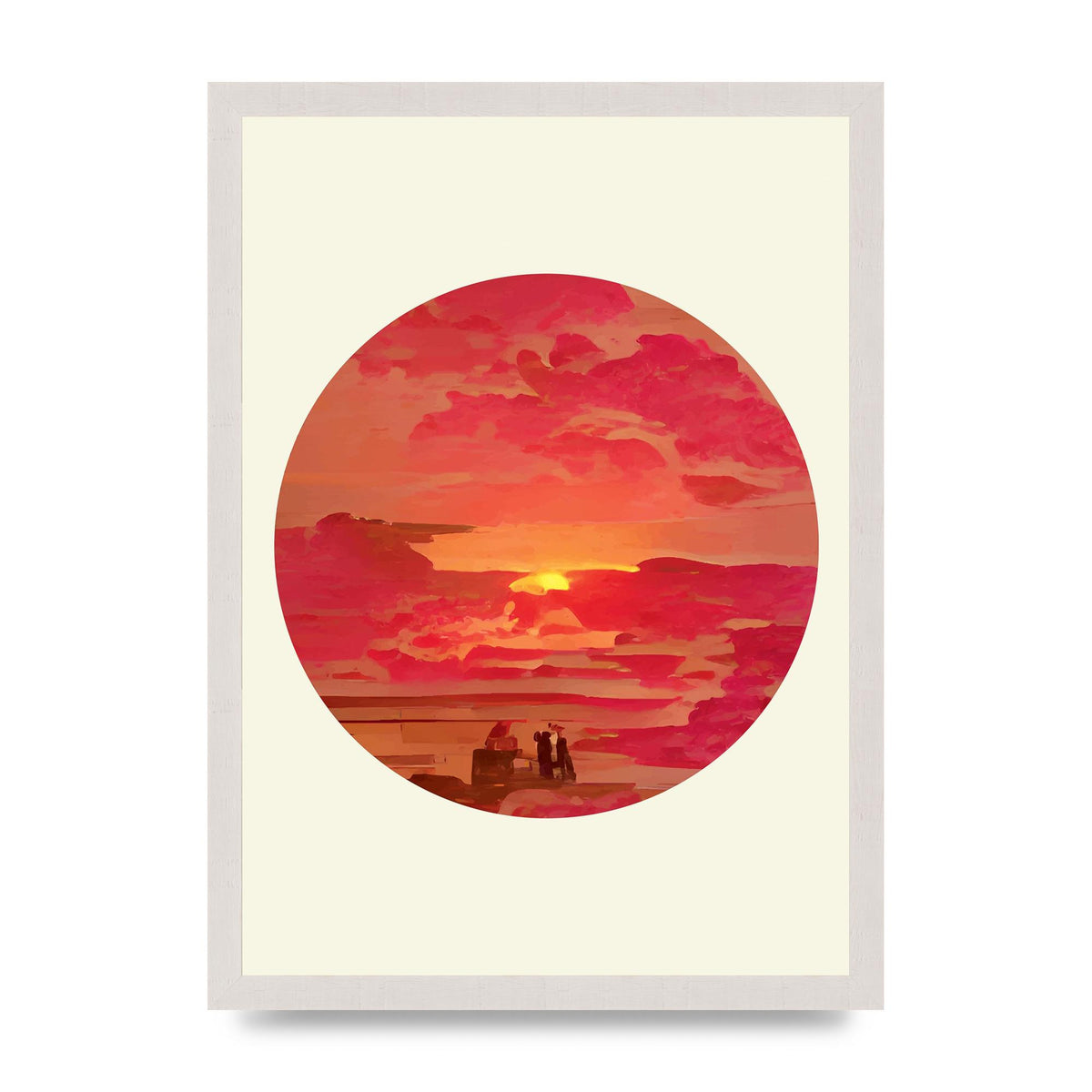 Japanese Watercolour Disc Four Printed Poster - A3 framed