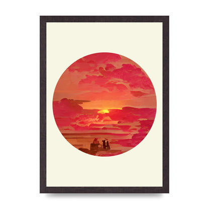 Japanese Watercolour Disc Four Printed Poster - A3 framed