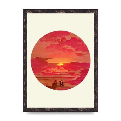 Japanese Watercolour Disc Four Printed Poster - A3 framed