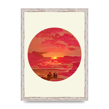 Japanese Watercolour Disc Four Printed Poster - A3 framed