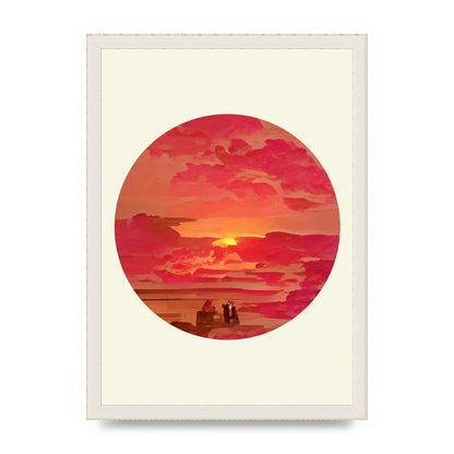 Japanese Watercolour Disc Four Printed Poster - A3 framed