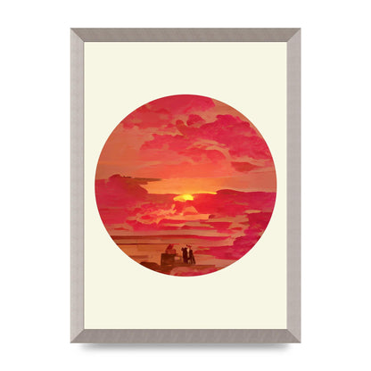 Japanese Watercolour Disc Four Printed Poster - A3 framed