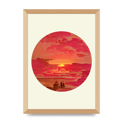 Japanese Watercolour Disc Four Printed Poster - A3 framed