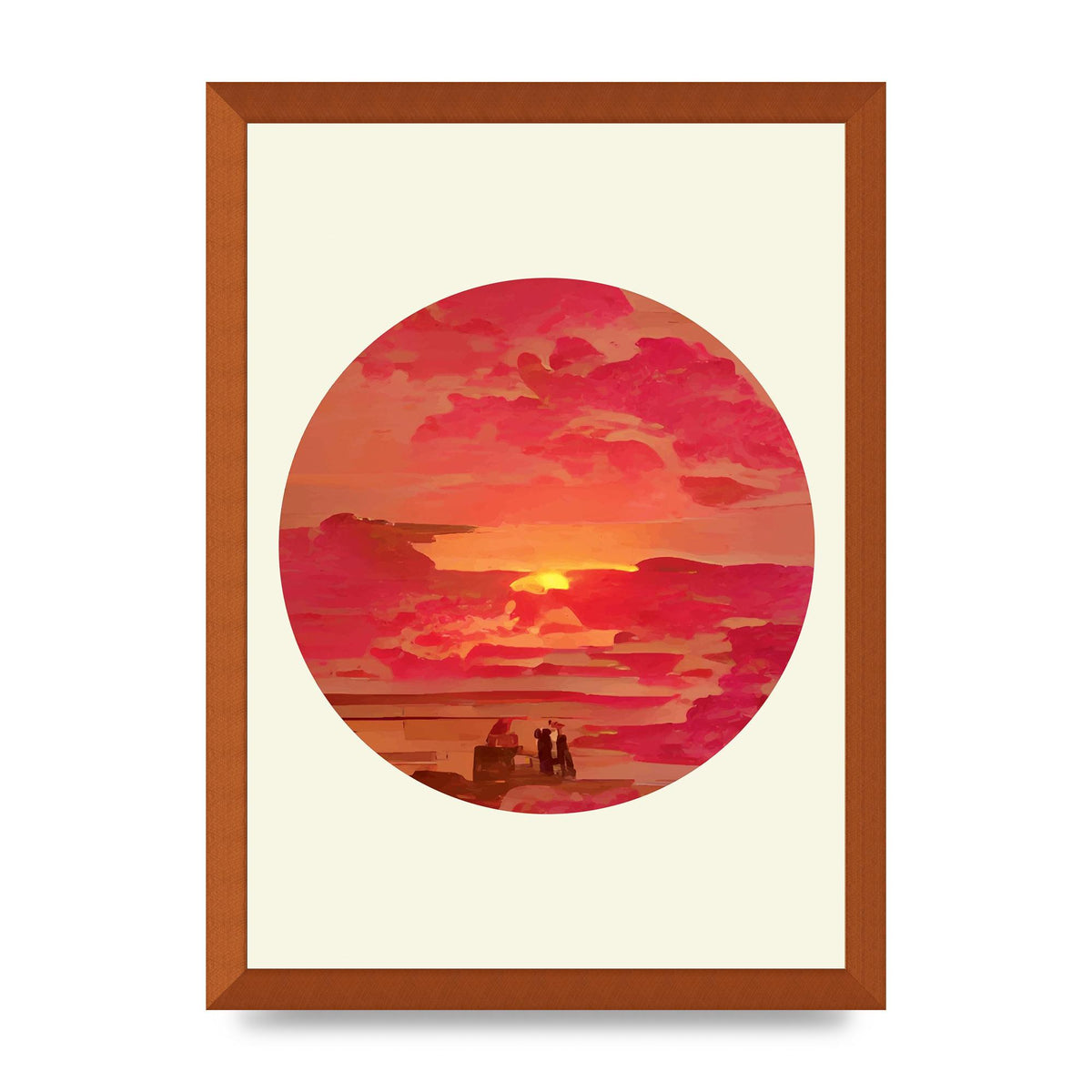 Japanese Watercolour Disc Four Printed Poster - A3 framed
