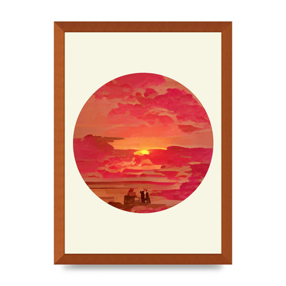 Japanese Watercolour Disc Four Printed Poster - A3 framed