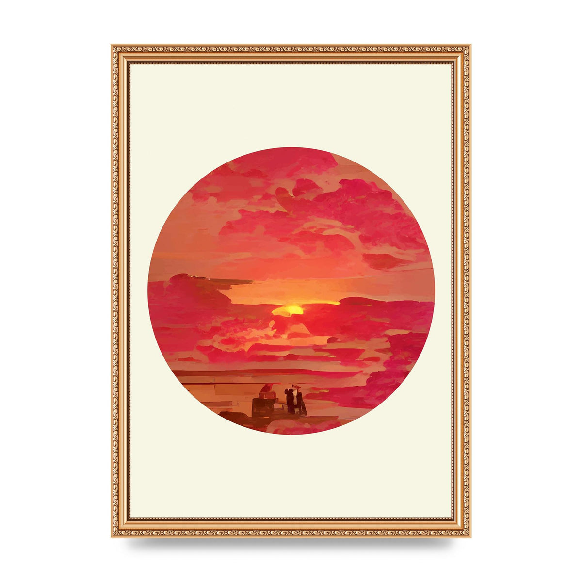Japanese Watercolour Disc Four Printed Poster - A3 framed