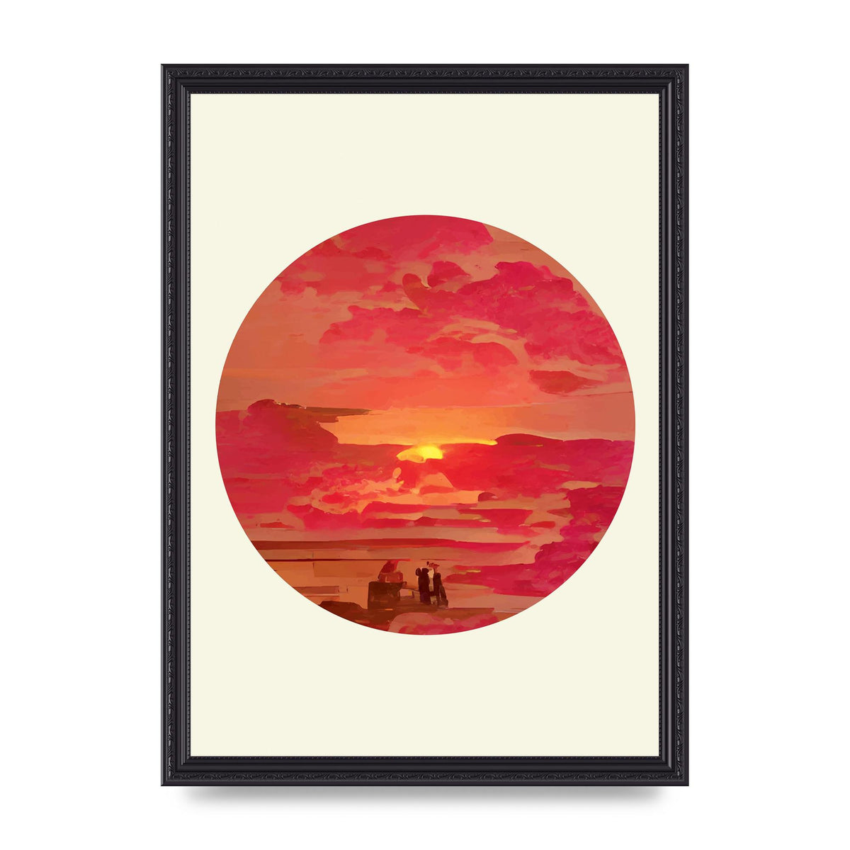 Japanese Watercolour Disc Four Printed Poster - A3 framed