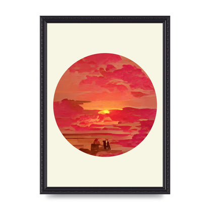 Japanese Watercolour Disc Four Printed Poster - A3 framed