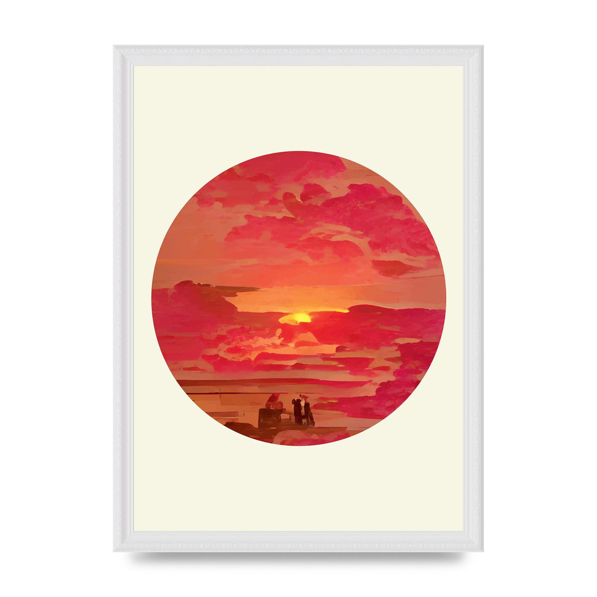 Japanese Watercolour Disc Four Printed Poster - A3 framed