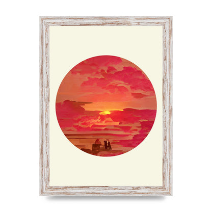 Japanese Watercolour Disc Four Printed Poster - A4 framed