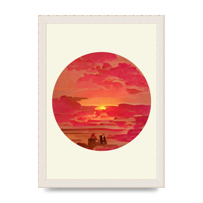 Japanese Watercolour Disc Four Printed Poster - A4 framed