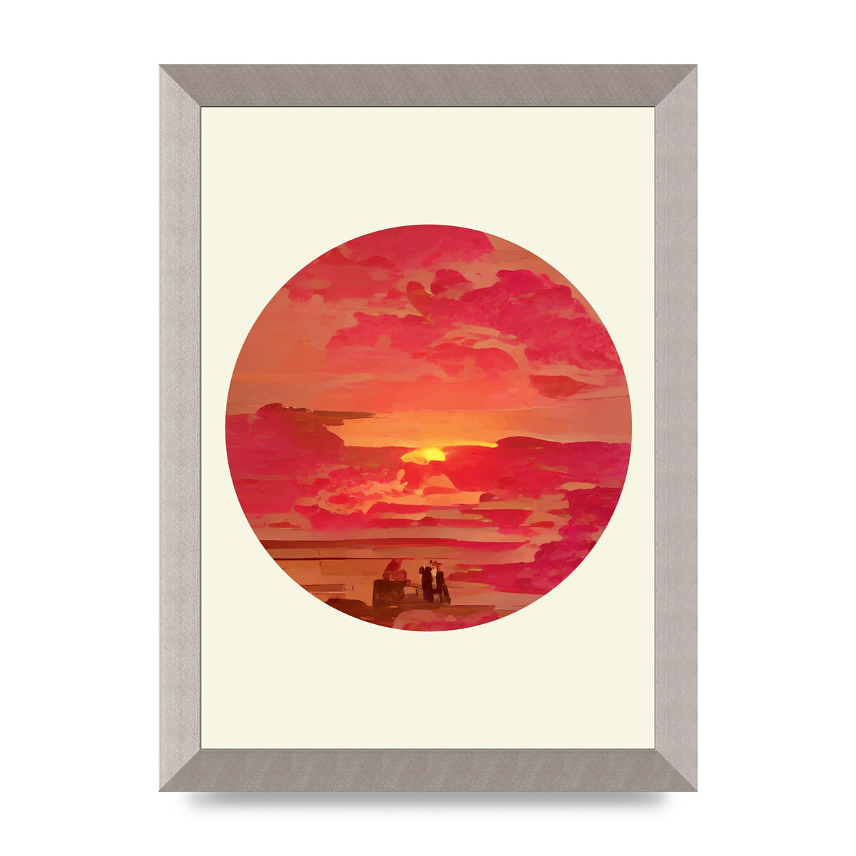 Japanese Watercolour Disc Four Printed Poster - A4 framed