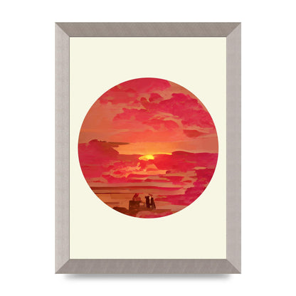 Japanese Watercolour Disc Four Printed Poster - A4 framed
