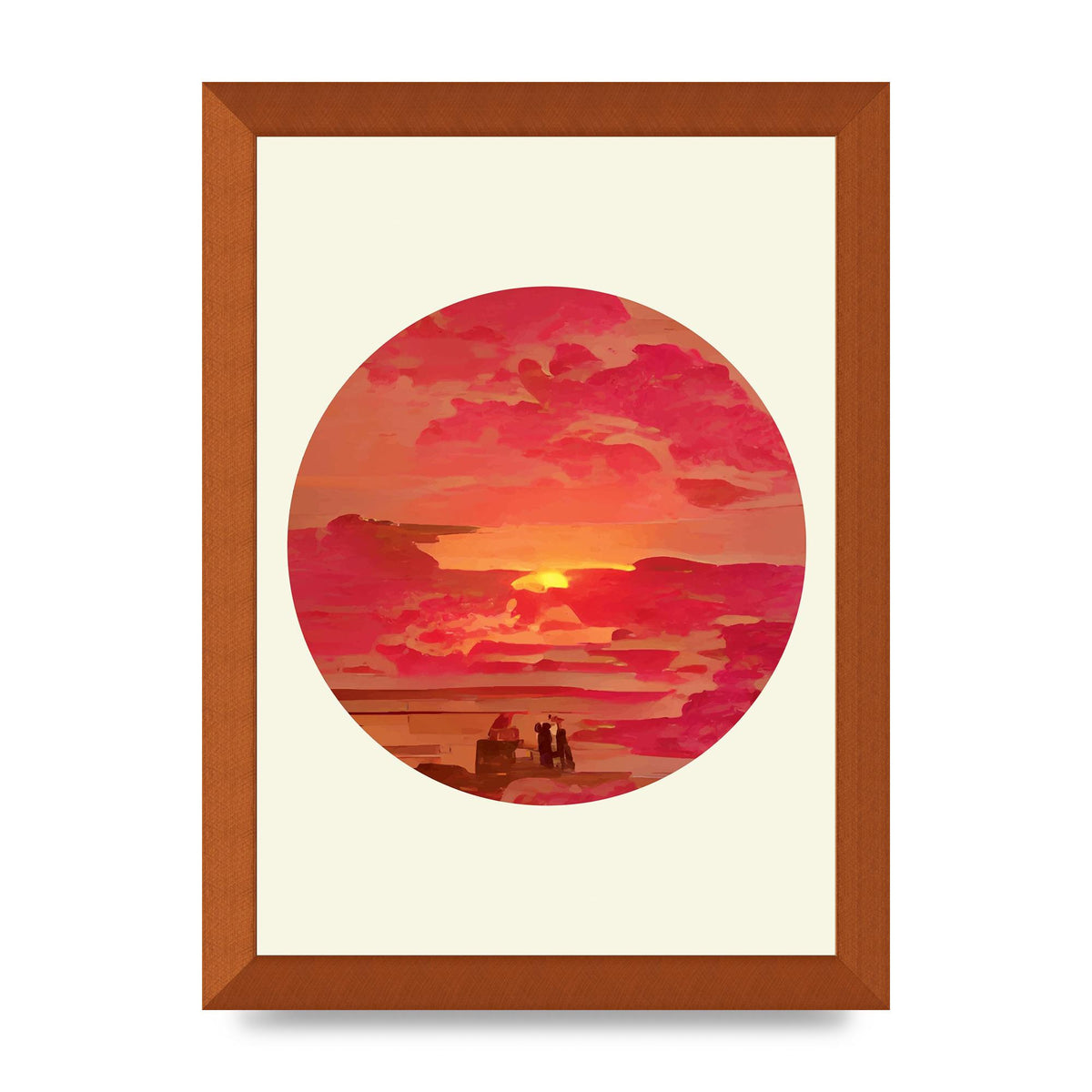 Japanese Watercolour Disc Four Printed Poster - A4 framed