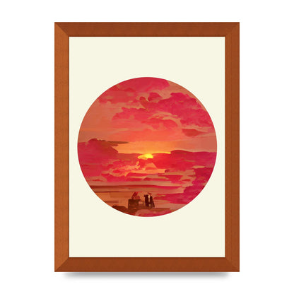 Japanese Watercolour Disc Four Printed Poster - A4 framed