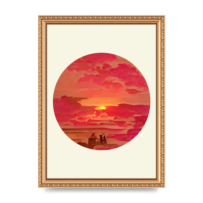 Japanese Watercolour Disc Four Printed Poster - A4 framed