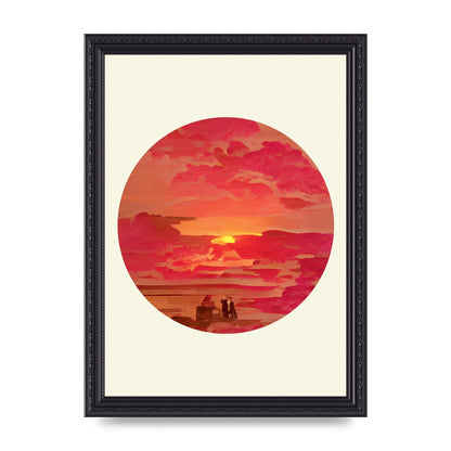 Japanese Watercolour Disc Four Printed Poster - A4 framed