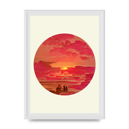 Japanese Watercolour Disc Four Printed Poster - A4 framed