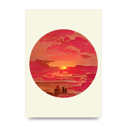 Japanese Watercolour Disc Four Printed Poster - unframed print