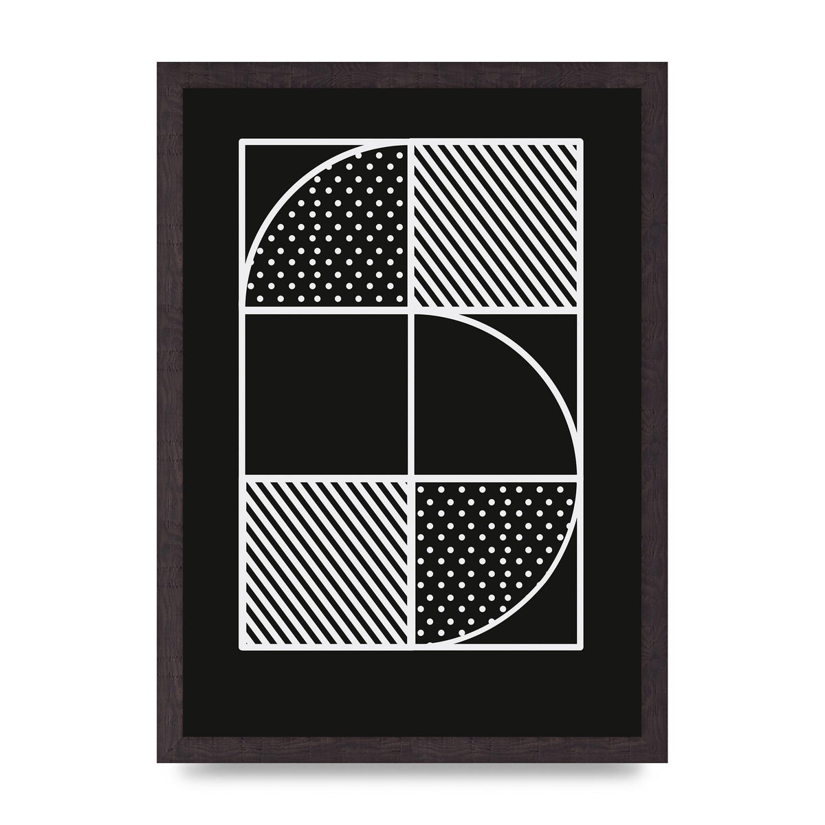 Black White Abstract Shape Line Five Art For The Home - A3 framed