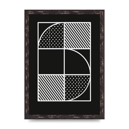 Black White Abstract Shape Line Five Art For The Home - A3 framed