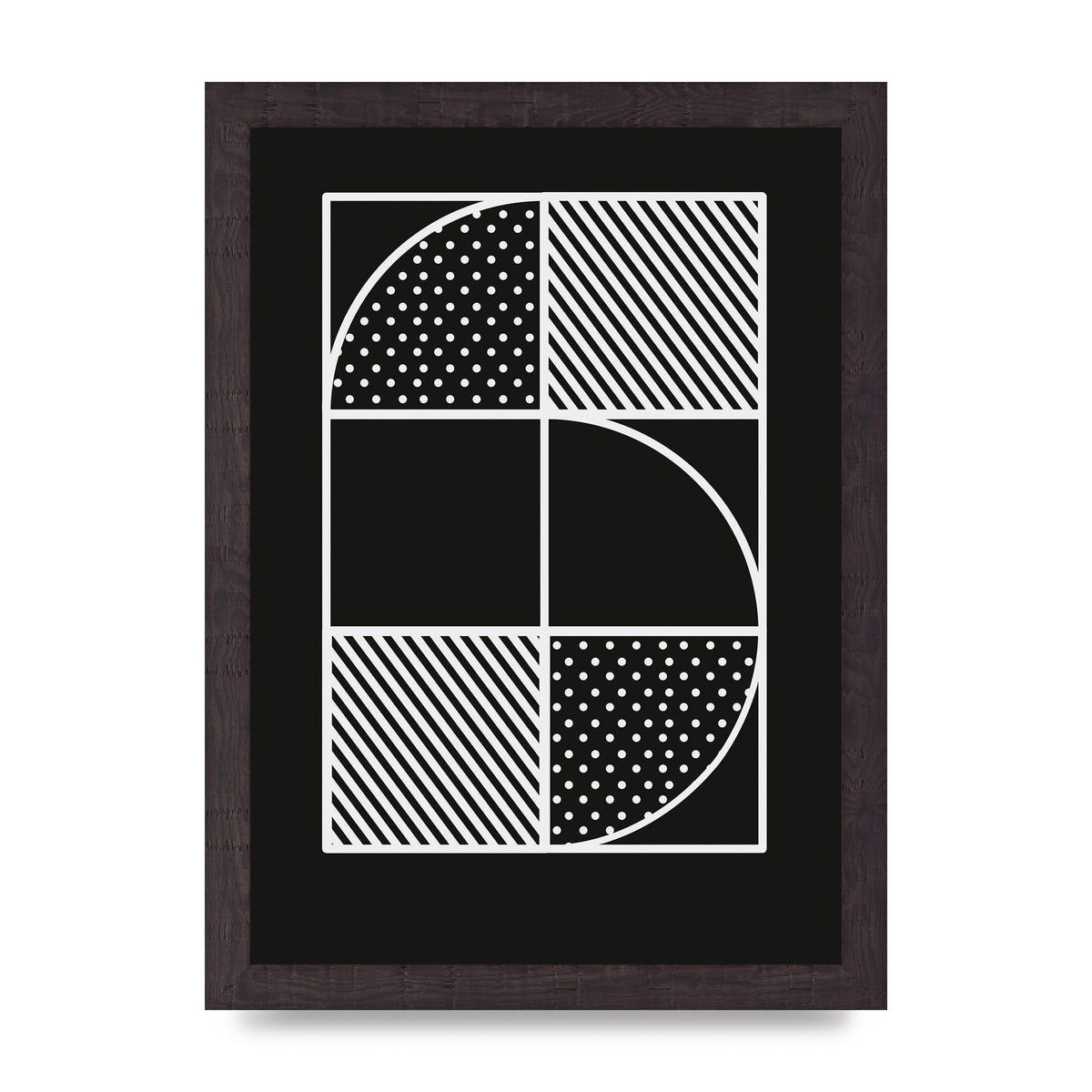 Black White Abstract Shape Line Five Art For The Home - A4 framed