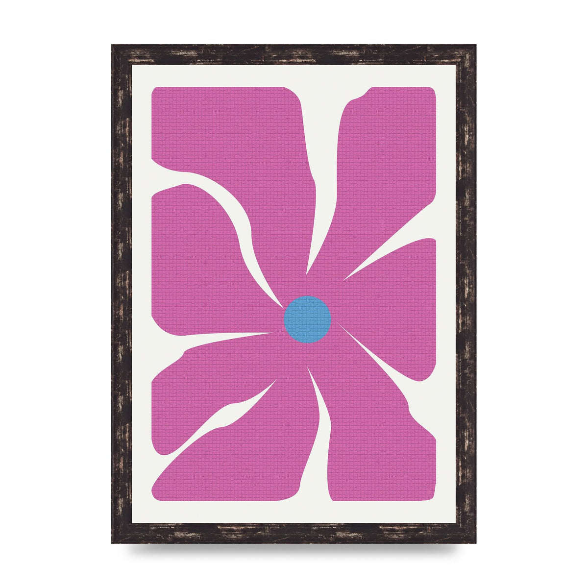 Groovy Abstract Flower Collage Pink Art For The Home - A3 framed