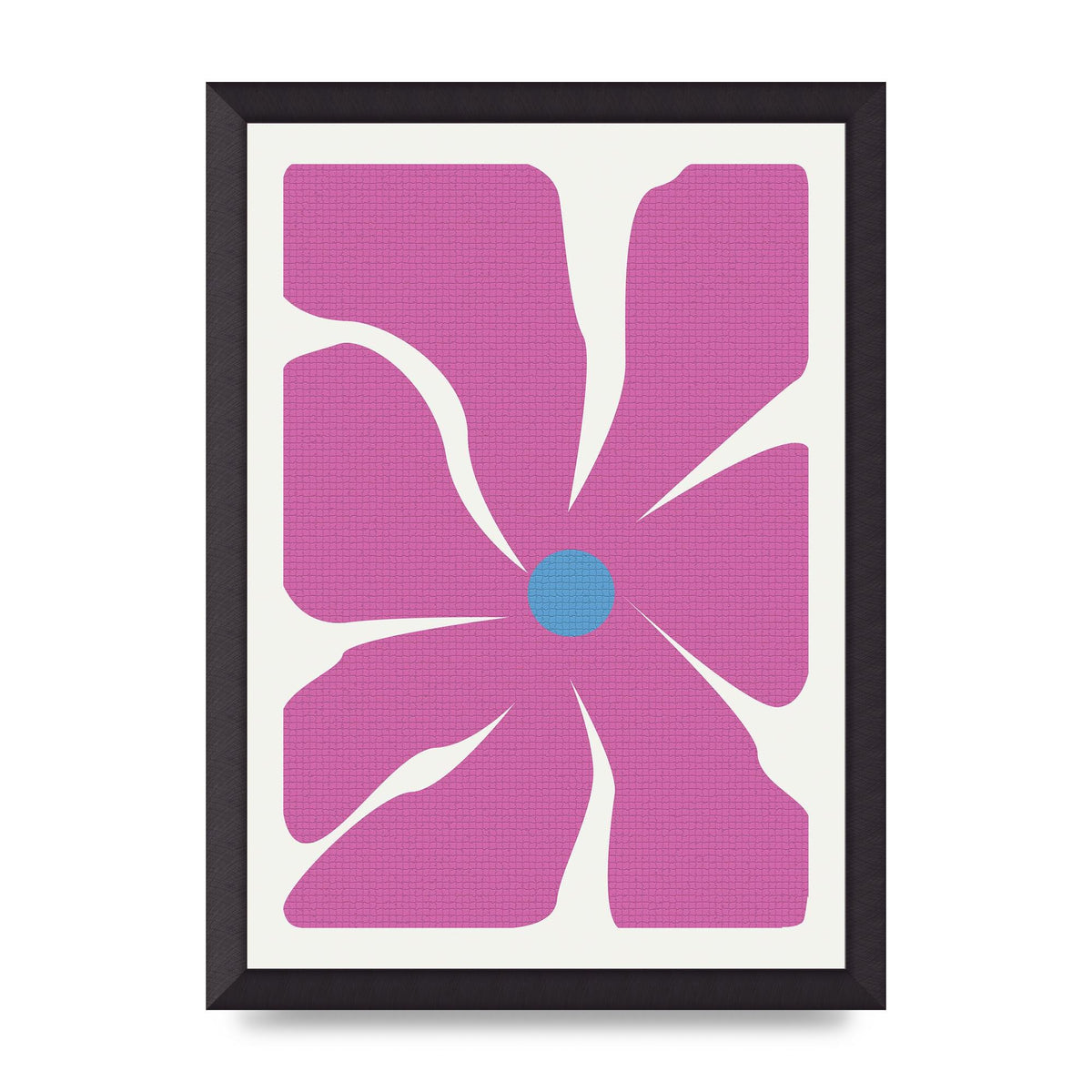 Groovy Abstract Flower Collage Pink Art For The Home - A3 framed
