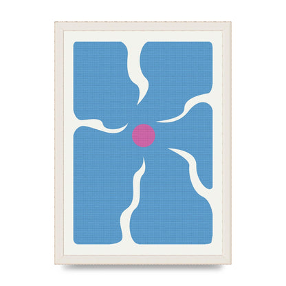 Groovy Abstract Flower Collage Blue Printed Poster - A3 framed