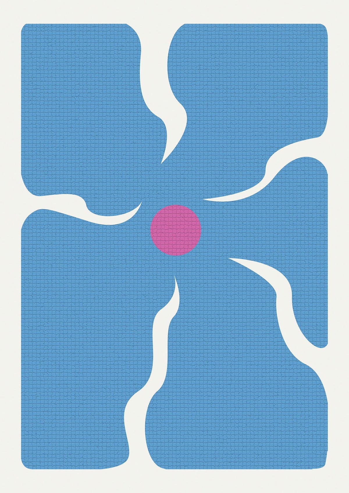 Groovy Abstract Flower Collage Blue Printed Poster - detail