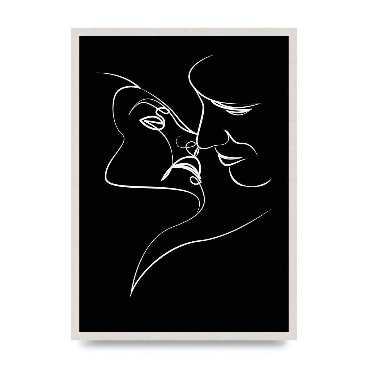 The Kiss Line Drawing Black White Art For The Home - A2 framed