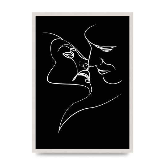 The Kiss Line Drawing Black White Art For The Home - A2 framed