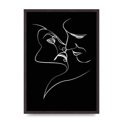 The Kiss Line Drawing Black White Art For The Home - A2 framed