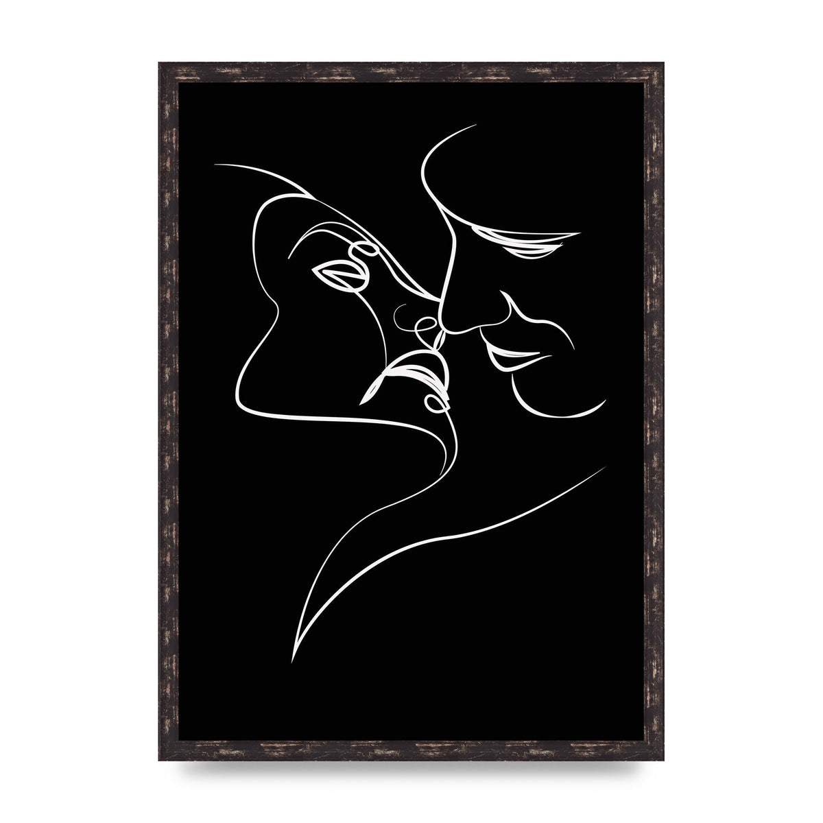 The Kiss Line Drawing Black White Art For The Home - A2 framed