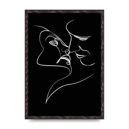 The Kiss Line Drawing Black White Art For The Home - A2 framed