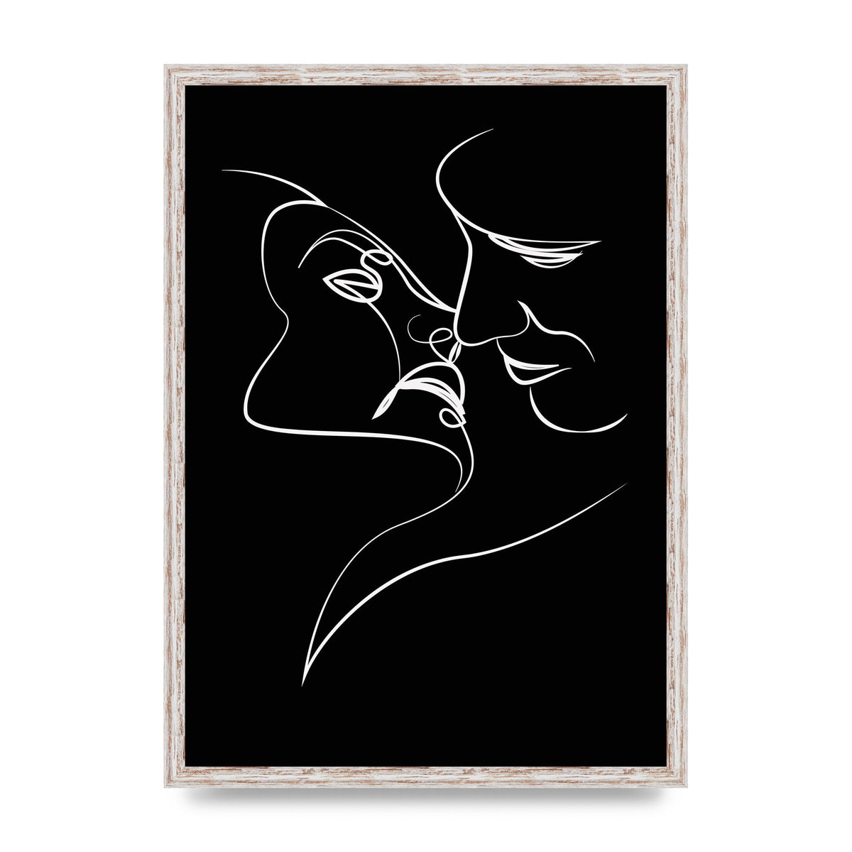 The Kiss Line Drawing Black White Art For The Home - A2 framed