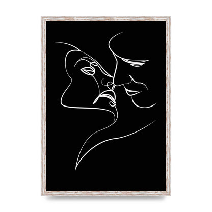 The Kiss Line Drawing Black White Art For The Home - A2 framed
