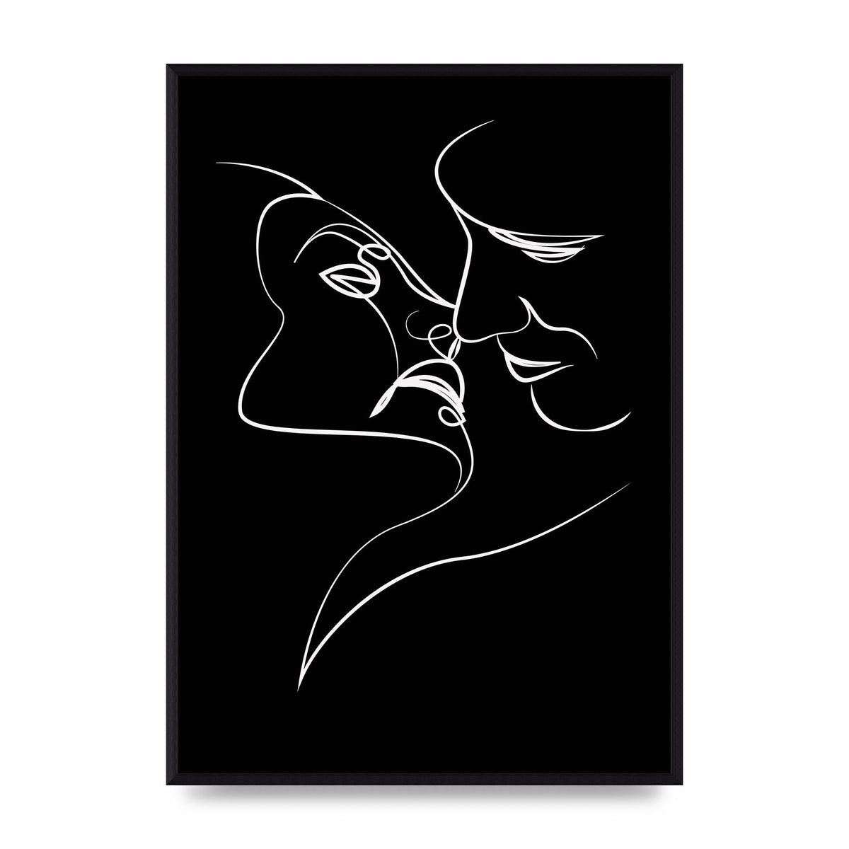 The Kiss Line Drawing Black White Art For The Home - A2 framed