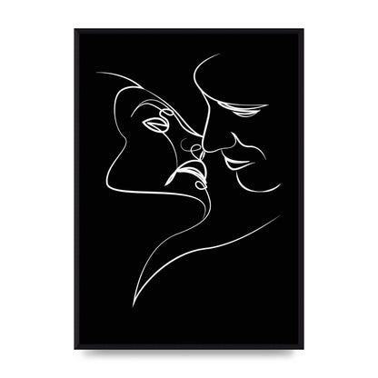 The Kiss Line Drawing Black White Art For The Home - A2 framed