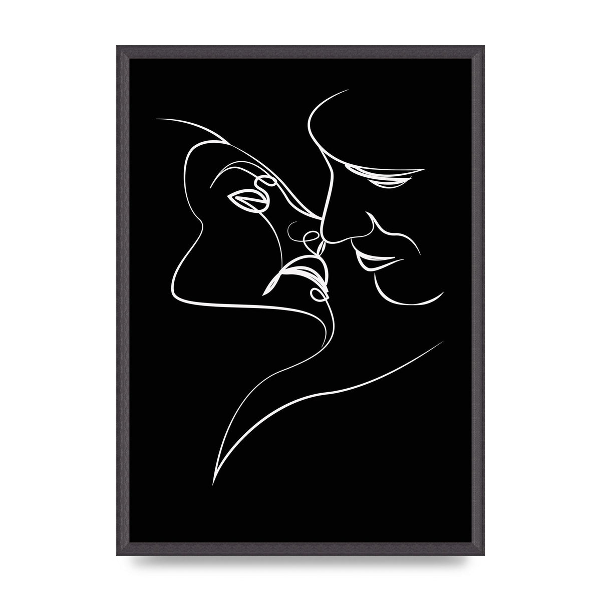 The Kiss Line Drawing Black White Art For The Home - A2 framed